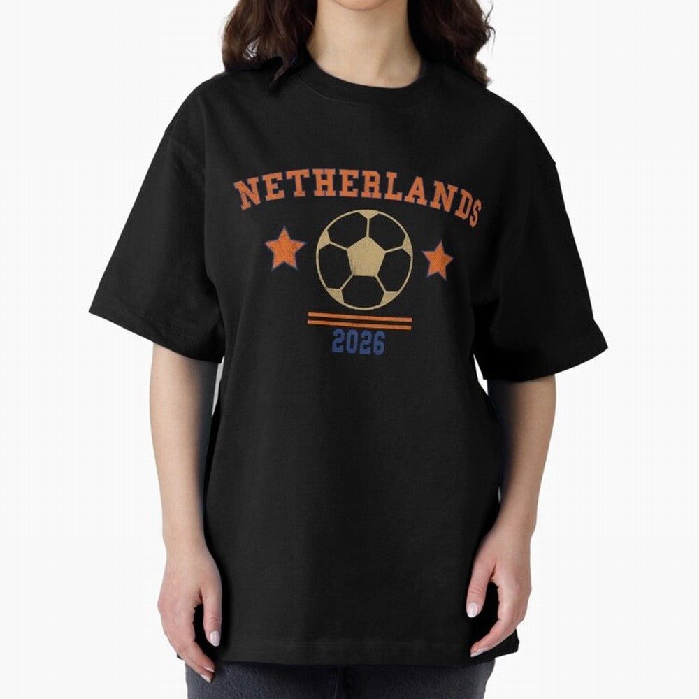 Netherlands ¡ª Vintage Soccer Tee Oversized T-Shirt Show Fan Pride Across the FIFA World Cup 2026 Group Stage Journey through Haaland Highlights, Germany Pride, Worldwide Fan Energy, Dramatic Goals, Stadium Lights and Championship Celebrations;