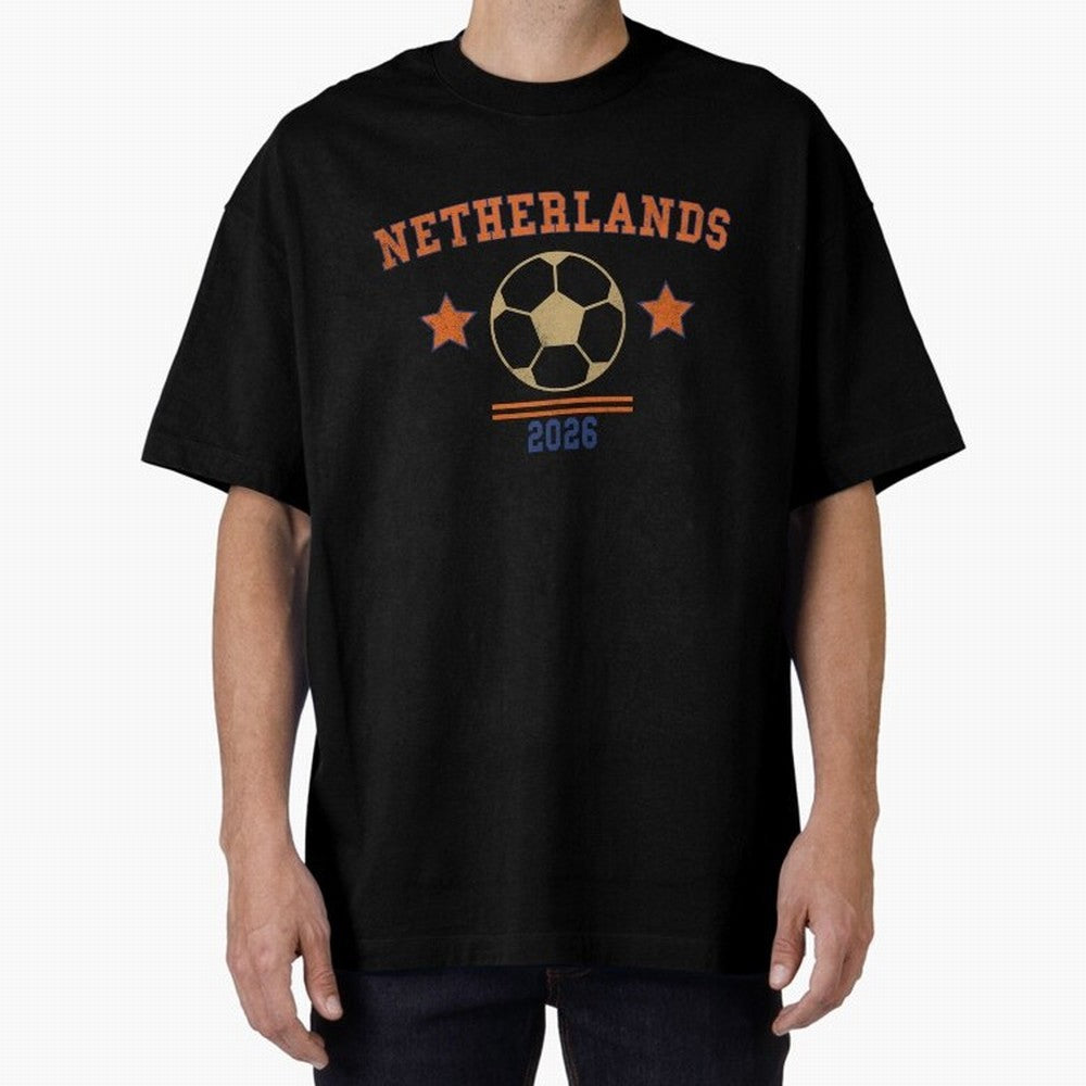 Netherlands ¡ª Vintage Soccer Tee Oversized T-Shirt Show Fan Pride Across the FIFA World Cup 2026 Group Stage Journey through Haaland Highlights, Germany Pride, Worldwide Fan Energy, Dramatic Goals, Stadium Lights and Championship Celebrations;