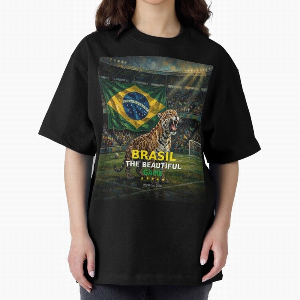 Brasil The Beautiful Game - World Cup 2026 Soccer Fan Tee Oversized T-Shirt Bring Champion Energy into FIFA World Cup 2026 USA Canada Mexico for Fans of CR7 and Argentina, Bringing Supporter Pride, Iconic Celebrations, Legendary Names and Global