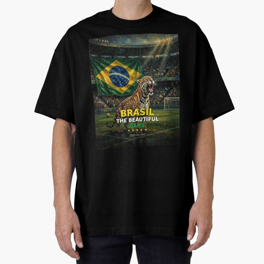 Brasil The Beautiful Game - World Cup 2026 Soccer Fan Tee Oversized T-Shirt Bring Champion Energy into FIFA World Cup 2026 USA Canada Mexico for Fans of CR7 and Argentina, Bringing Supporter Pride, Iconic Celebrations, Legendary Names and Global