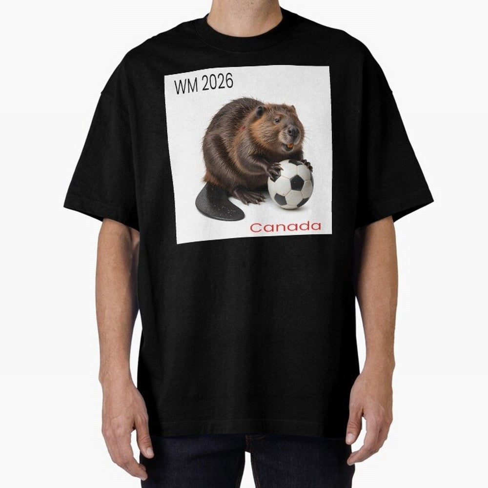 Canadian beaver invites you to World Cup 2026 in USA, Canada and Mexico Oversized T-Shirt Bring World Football Passion into Global Football Passion for FIFA World Cup 2026 Group Stage, Connected to Cristiano Ronaldo, Portugal, Soccer Culture,