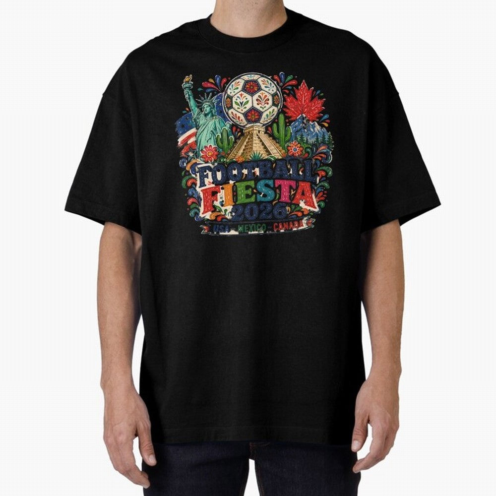 Football Fiesta 2026 Soccer Celebration Art Oversized T-Shirt Spotlight Match Day Hype around FIFA World Cup 2026 USA Canada Mexico, Cristiano Ronaldo, Haaland and CR7, Portugal, Spain and Germany, Game Day Rituals, Football Legends, Country Pride