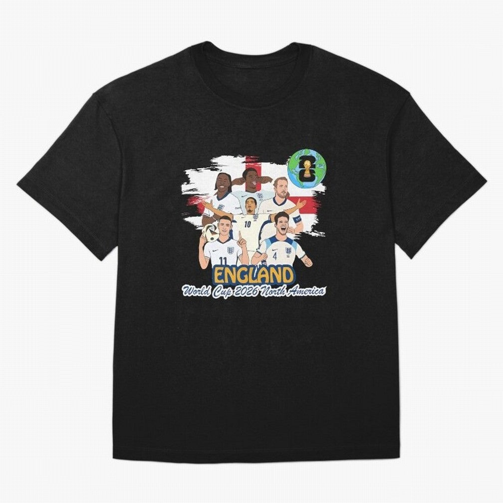 England Soccer Stars World Cup 2026 North America Oversized T-Shirt Relive Legendary Nights from the FIFA World Cup 2026 USA Canada Mexico Journey through Messi, CR7 and Mbappe Highlights, Brazil Pride, Worldwide Fan Energy, Dramatic Goals, Stadium