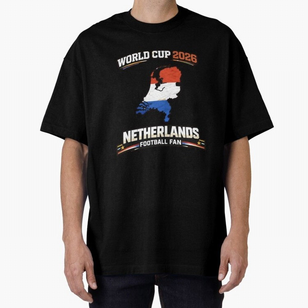 Netherlands Football Fan World Cup 2026 - Dutch Map Vintage Art Oversized T-Shirt Show Up for the Glory of FIFA World Cup 2026 Group Stage Spirit, Highlighting England, France and Netherlands, Cristiano Ronaldo, Haaland and CR7, Supporter Pride,