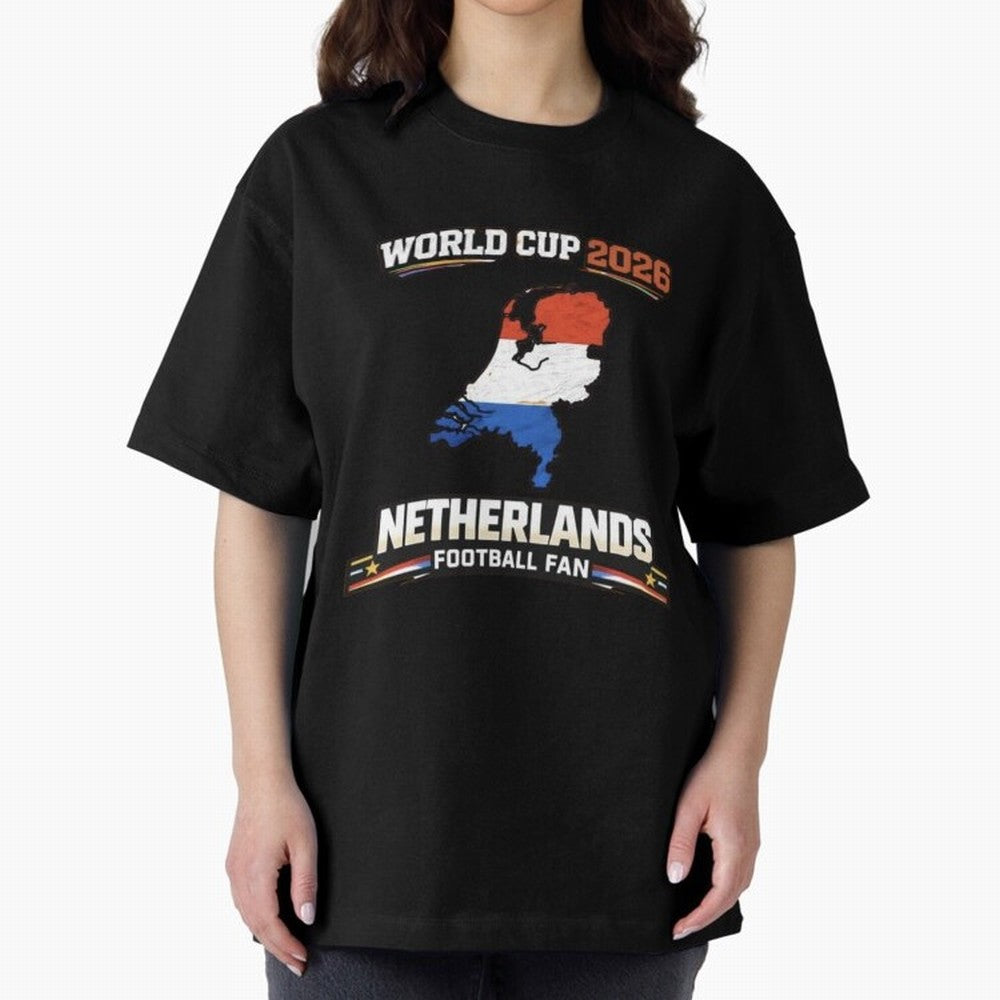 Netherlands Football Fan World Cup 2026 - Dutch Map Vintage Art Oversized T-Shirt Show Up for the Glory of FIFA World Cup 2026 Group Stage Spirit, Highlighting England, France and Netherlands, Cristiano Ronaldo, Haaland and CR7, Supporter Pride,