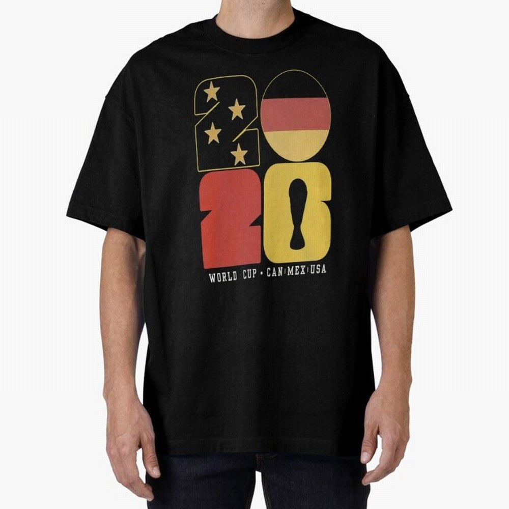 Germany Football World Cup 2026 - Die Mannschaft Retro Typography Oversized T-Shirt Cheer through Every Moment of FIFA World Cup 2026 USA Canada Mexico Highlighting Haaland and Mbappe, France and Portugal Energy, Retro Football Energy, Iconic