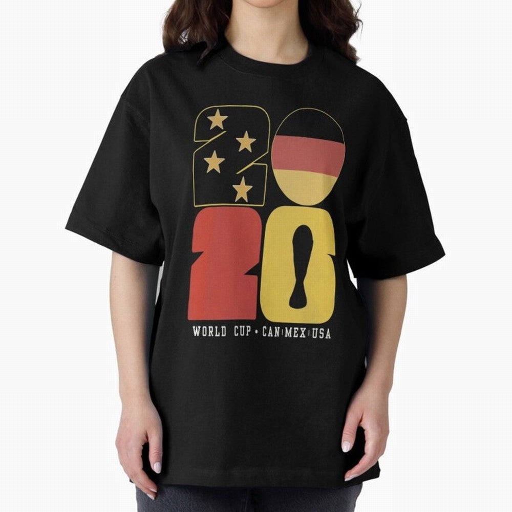 Germany Football World Cup 2026 - Die Mannschaft Retro Typography Oversized T-Shirt Cheer through Every Moment of FIFA World Cup 2026 USA Canada Mexico Highlighting Haaland and Mbappe, France and Portugal Energy, Retro Football Energy, Iconic