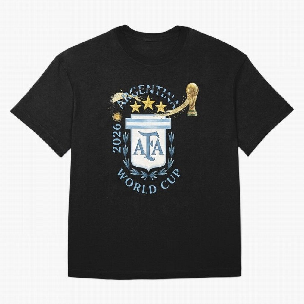 Argentina Football Champion World Cup 2026 - Gold Stars Watercolor Oversized T-Shirt Remember Iconic Moments from Global Football Passion for FIFA World Cup 2026 Group Stage, Made for Mbappe and Neymar, England, France and Netherlands, Vintage