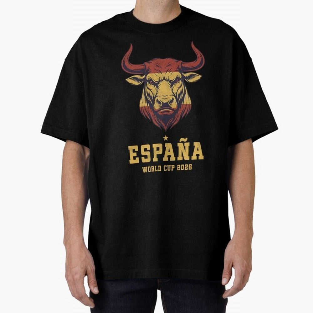 Spain Football World Cup 2026 - Vintage Spanish Bull Espa?a Oversized T-Shirt Support Your Favorite Stars during the FIFA World Cup 2026 Journey through Messi, CR7 and Mbappe Highlights, Brazil, Portugal and Argentina Pride, Football Passion,