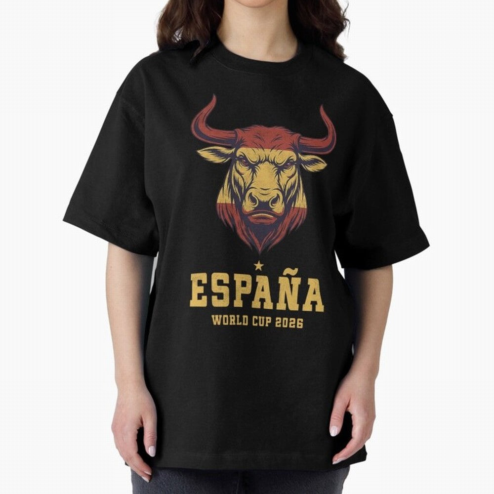 Spain Football World Cup 2026 - Vintage Spanish Bull Espa?a Oversized T-Shirt Support Your Favorite Stars during the FIFA World Cup 2026 Journey through Messi, CR7 and Mbappe Highlights, Brazil, Portugal and Argentina Pride, Football Passion,