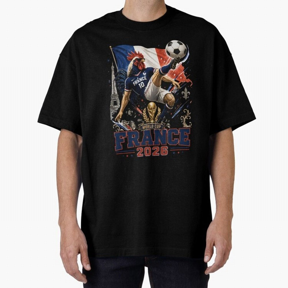 France Football World Cup 2026 Retro Rooster Kick - Les Bleus Oversized T-Shirt Bring Bold Fan Energy to FIFA World Cup 2026 Group Stage Featuring Haaland, Germany Energy, Global Supporter Spirit, Legendary Goals, National Colors and Tournament