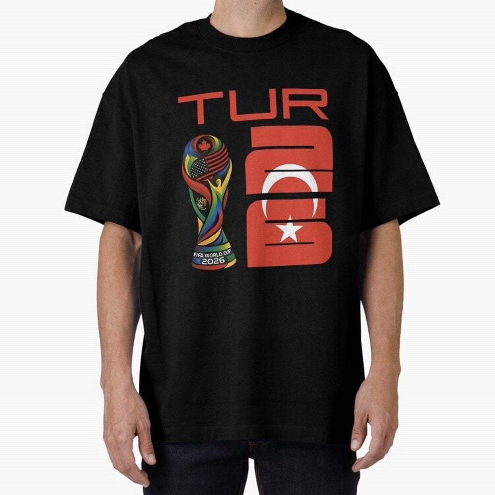 Turkey Football World Cup 2026 Fan Design Oversized T-Shirt Keep Football History Alive during the FIFA World Cup 2026 USA Canada Mexico Journey through Messi and Cristiano Ronaldo Highlights, Portugal, Spain and Germany Pride, Championship Spirit,