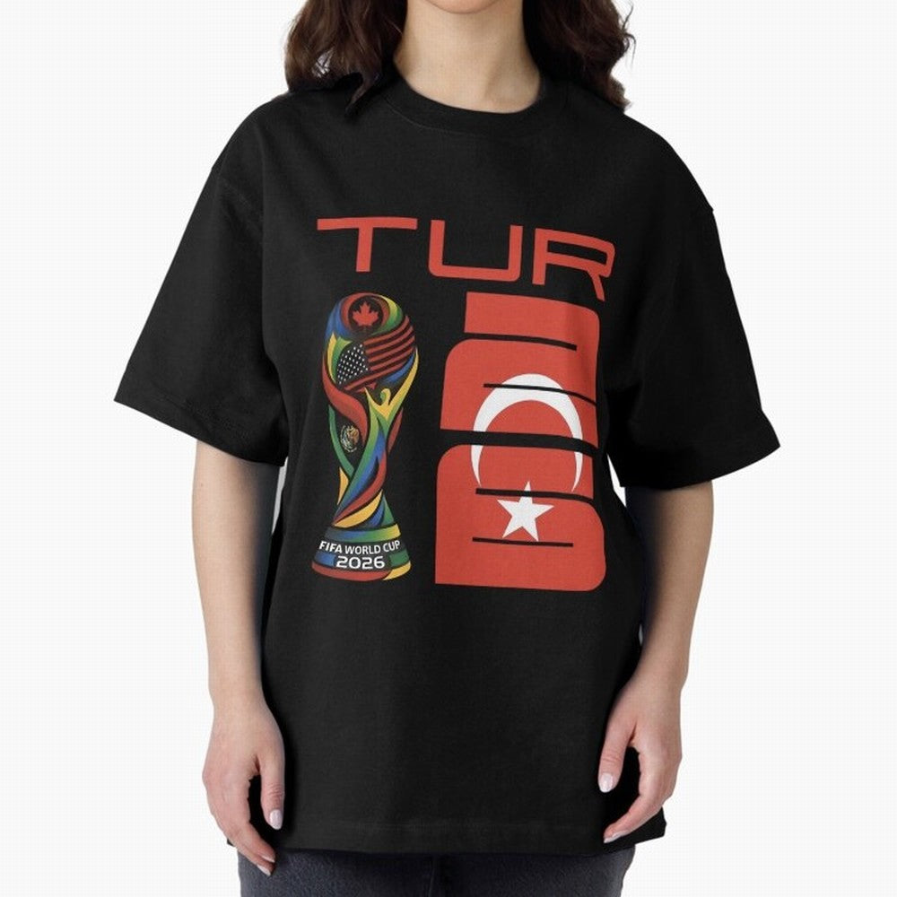 Turkey Football World Cup 2026 Fan Design Oversized T-Shirt Keep Football History Alive during the FIFA World Cup 2026 USA Canada Mexico Journey through Messi and Cristiano Ronaldo Highlights, Portugal, Spain and Germany Pride, Championship Spirit,