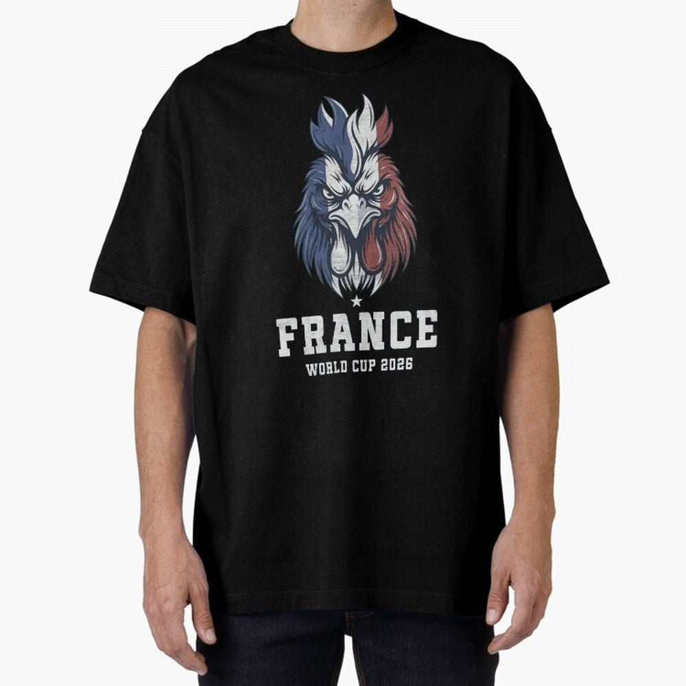 France Football World Cup 2026 Rooster Mascot Art Oversized T-Shirt Represent Football Lovers during FIFA World Cup 2026 Centered on Messi, Argentina and Brazil Energy, Stadium Memories, Football Loyalty, International Chants and Championship