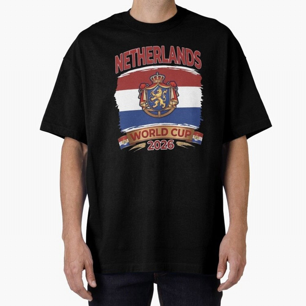 Netherlands World Cup 2026 Coat of Arms Football Design Oversized T-Shirt Stand Proud for FIFA World Cup 2026 Group Stage Spirit, Built around Germany, CR7, Supporter Pride, Iconic Celebrations, Legendary Names and Global Match Day Energy; Perfect