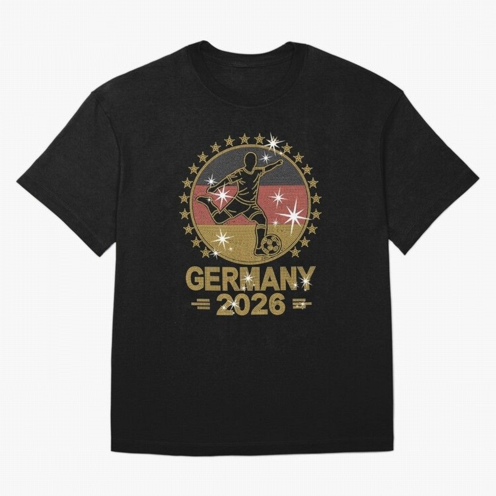 Germany Soccer World Cup 2026 Glitter Style Fan Art Oversized T-Shirt Carry National Pride through FIFA World Cup 2026 USA Canada Mexico Celebrating Neymar, Haaland and Cristiano Ronaldo, England, France and Netherlands Energy, Fan Favorite