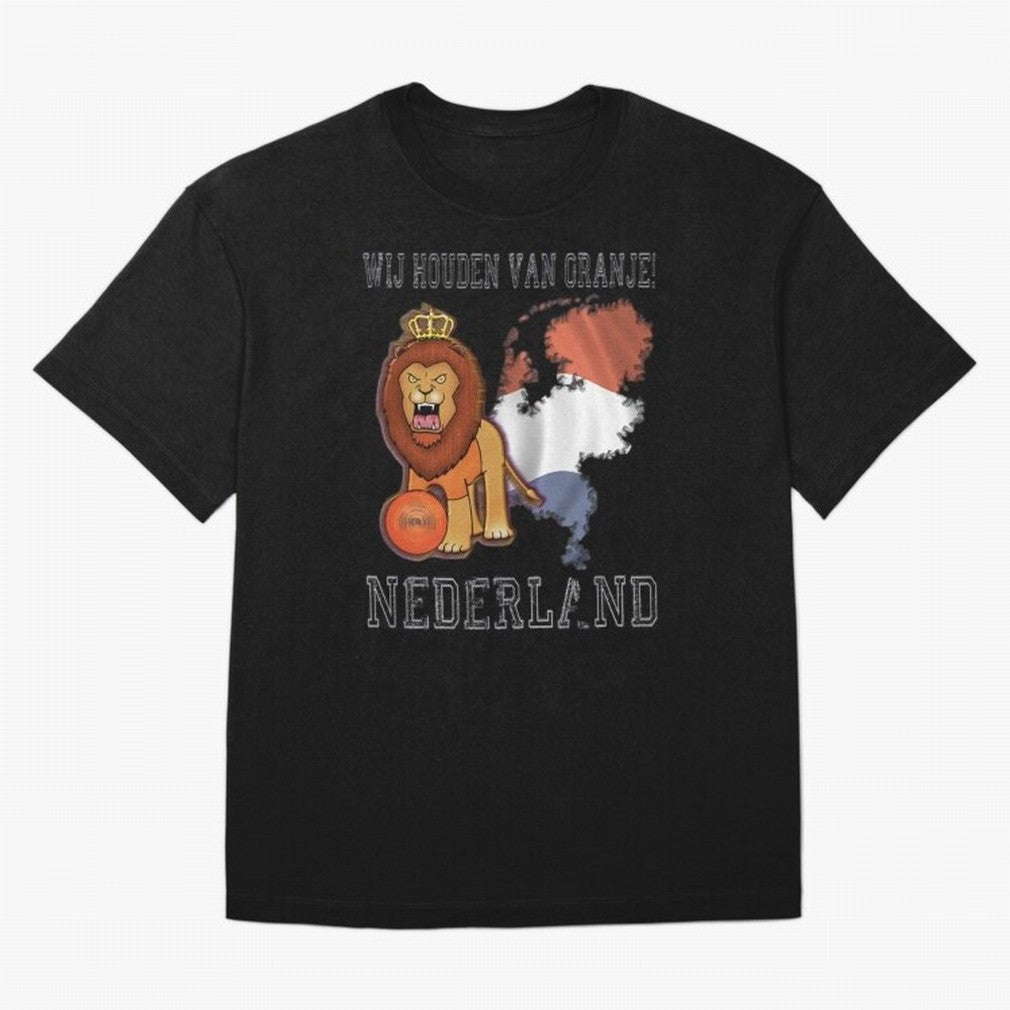 Dutch Pride Lion - Netherlands Football Fans Oranje Oversized T-Shirt Show Passion for the Stars of FIFA World Cup 2026 Group Stage Driven by Messi, Portugal, Spain and Germany Energy, Classic Soccer Heritage, Championship Pressure, Fan Loyalty and