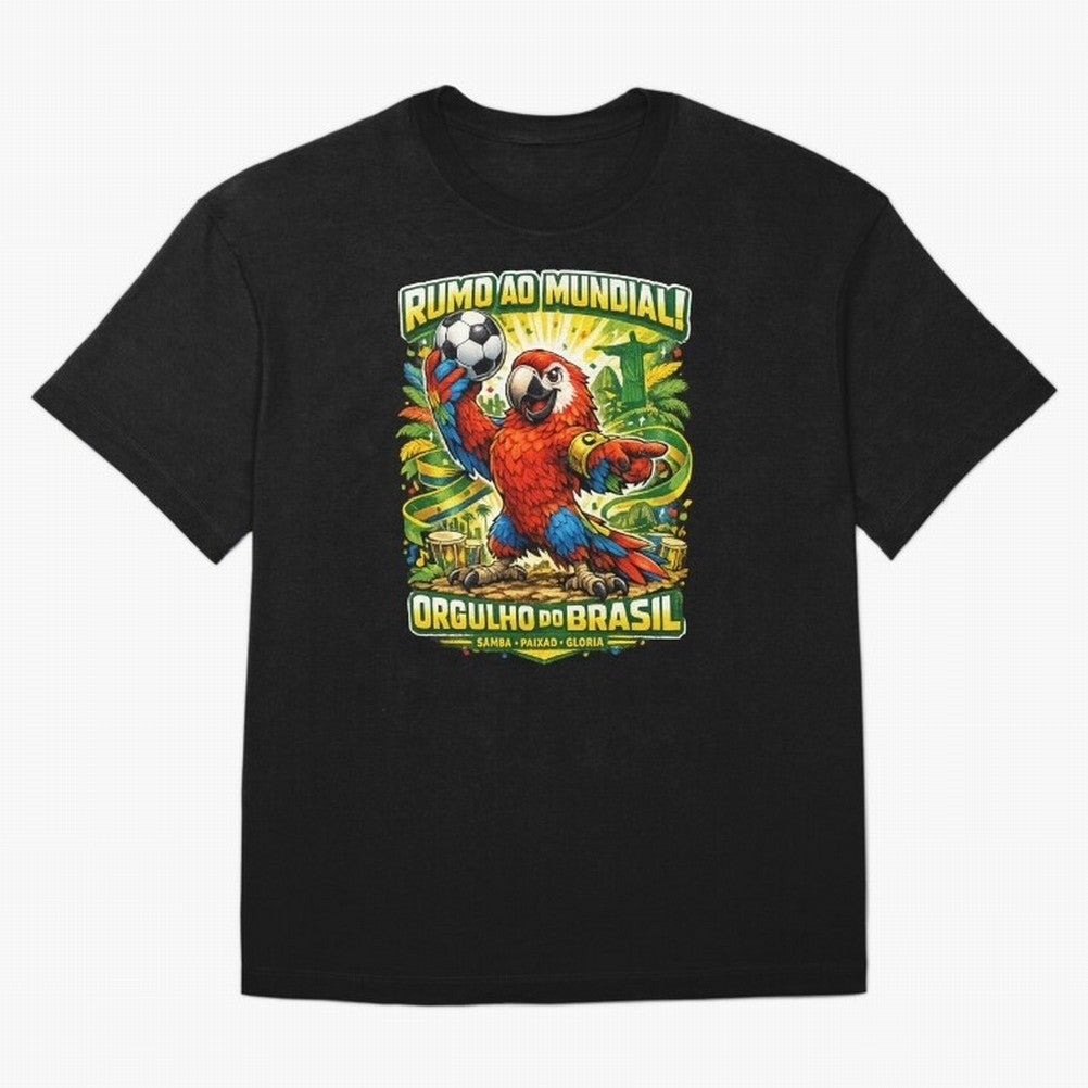 Brazil World Cup 2026 Macaw Fan Art Oversized T-Shirt Turn Every Weekend Toward FIFA World Cup 2026 USA Canada Mexico Centered on Haaland and Mbappe, Germany Energy, Football Festival Excitement, Trophy Ambitions, Country Rivalries and Star Player