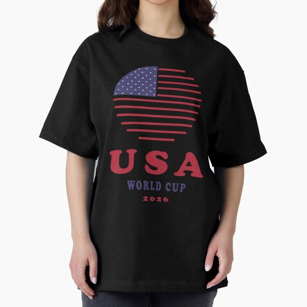 USA World Cup 2026 Soccer Fan Shirt | American Flag Football Retro Patriotic Design Oversized T-Shirt Make Your Look Match the FIFA World Cup 2026 Journey through CR7 and Messi Highlights, England Pride, Football Festival Excitement, Trophy
