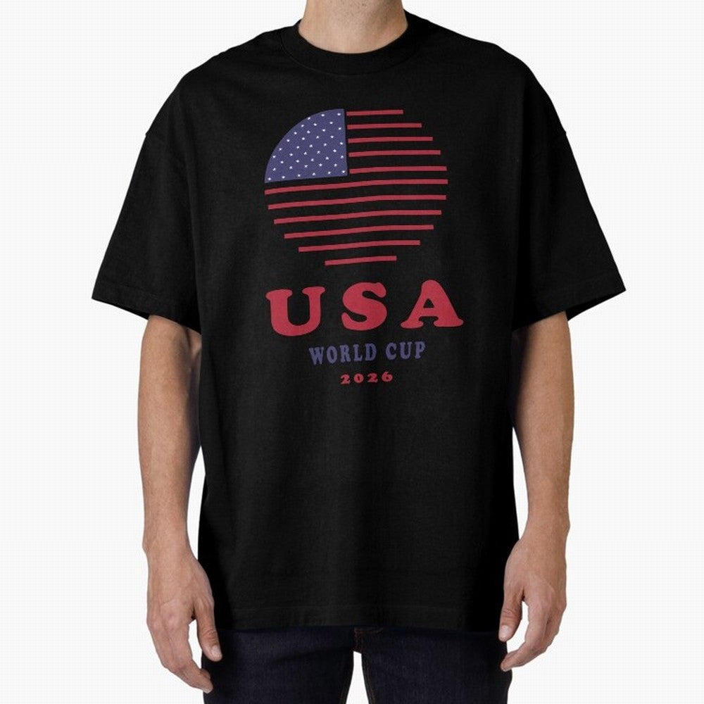 USA World Cup 2026 Soccer Fan Shirt | American Flag Football Retro Patriotic Design Oversized T-Shirt Make Your Look Match the FIFA World Cup 2026 Journey through CR7 and Messi Highlights, England Pride, Football Festival Excitement, Trophy