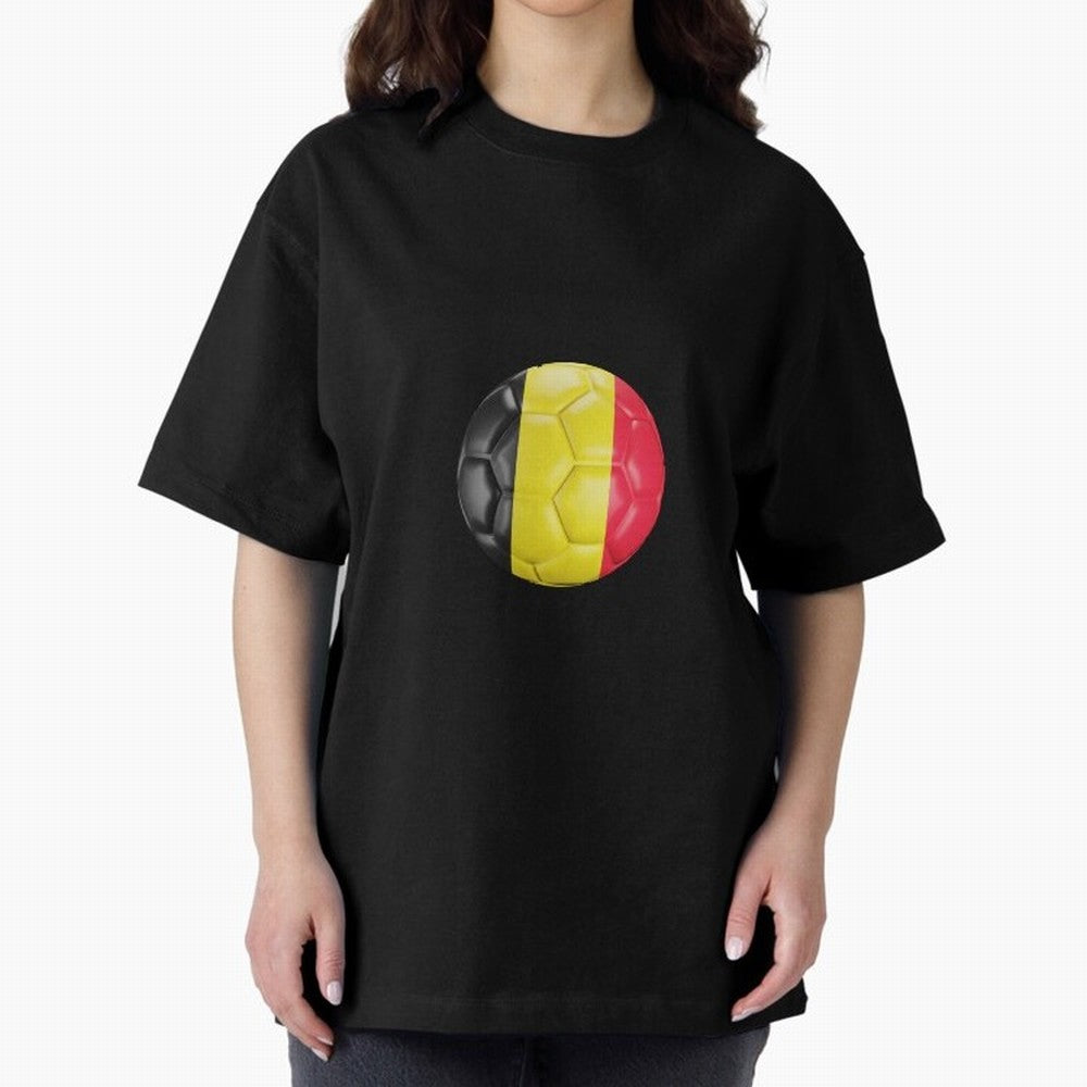 Belgium Football Ball Oversized T-Shirt Bring a Vintage Feel to Match Day Hype around FIFA World Cup 2026 Group Stage, Messi and Cristiano Ronaldo, Spain and Netherlands, Fan Favorite Moments, National Team Passion, Big Match Drama and Soccer
