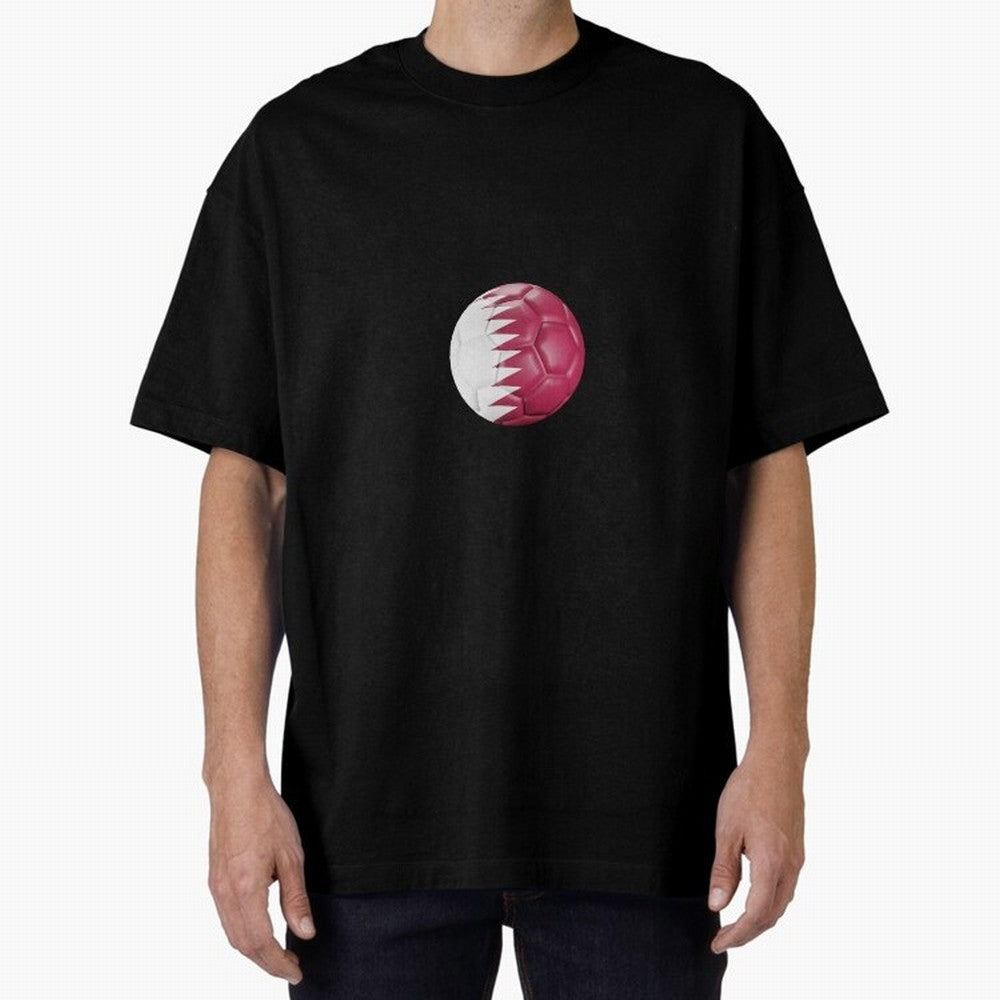 Qatar Flag Ball Oversized T-Shirt Represent Fans Who Live for FIFA World Cup 2026 Celebrating Haaland, France Energy, Stadium Memories, Football Loyalty, International Chants and Championship Tradition; Great for Watch Parties, Sports Bars, Family