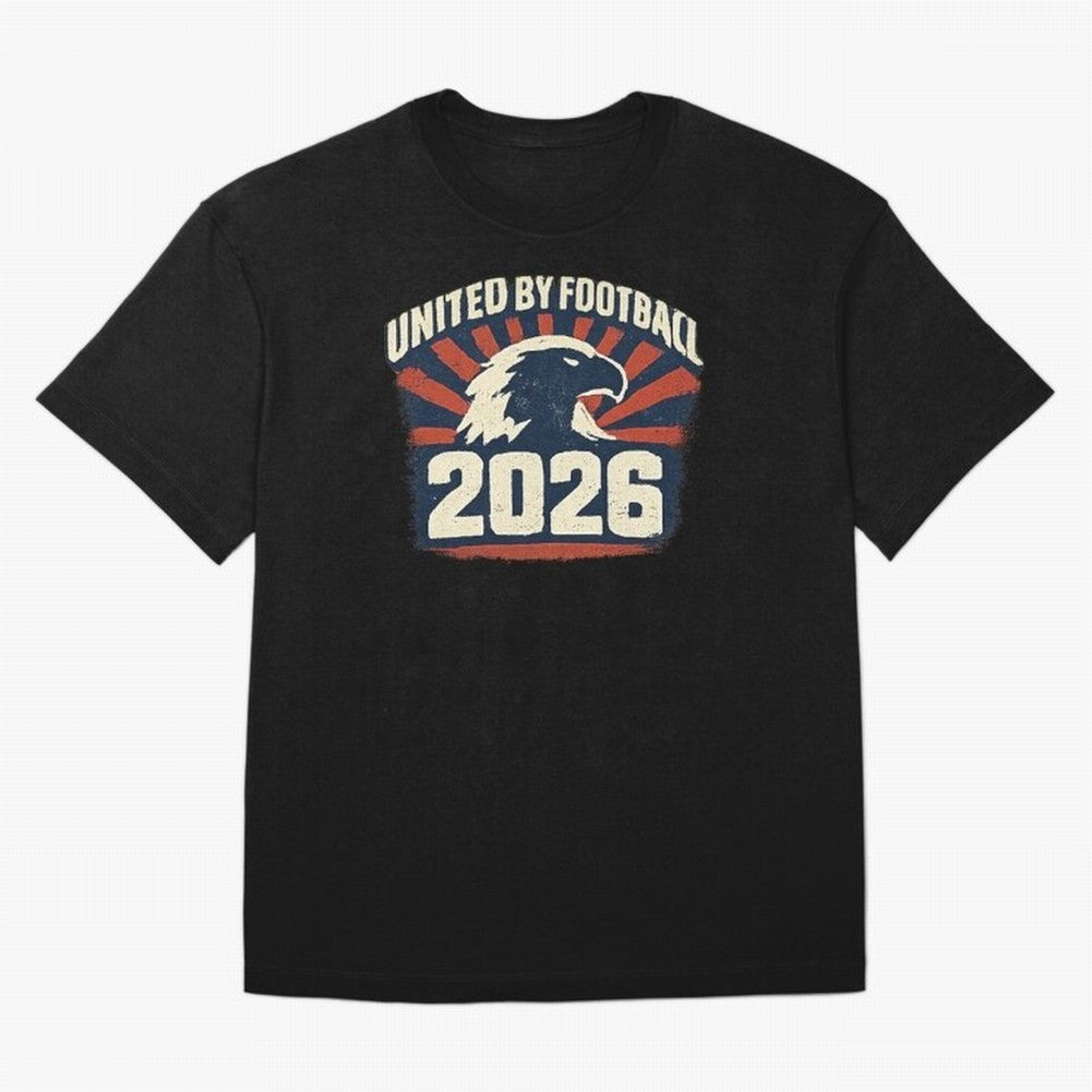 United By Football 2026 Vintage Soccer Fan USA T-Shirt Oversized T-Shirt Celebrate Unforgettable Nights in FIFA World Cup 2026 Group Stage Spirit, Highlighting England and Germany, Mbappe and Neymar, Retro Football Energy, Iconic Rivalries, Trophy