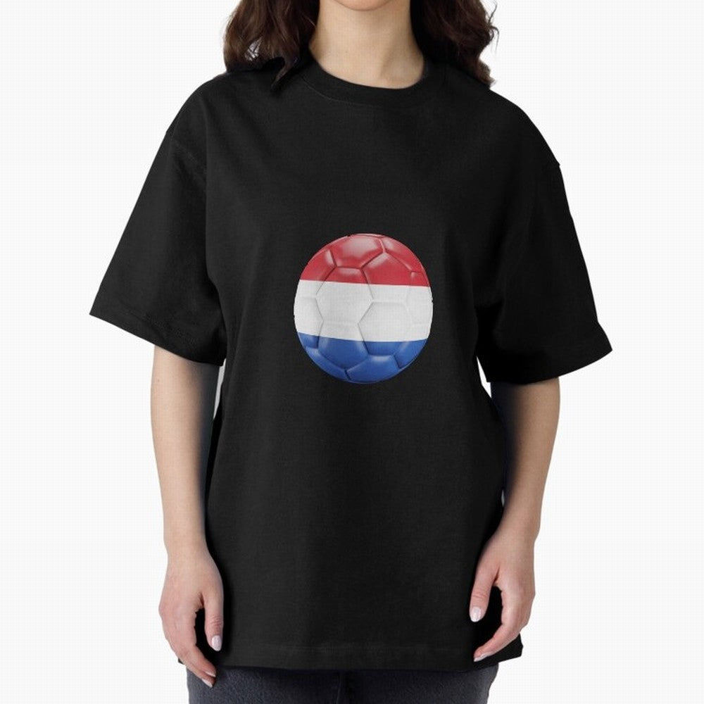 Netherlands Oversized T-Shirt Show Support during FIFA World Cup 2026 for Fans of Messi and Cristiano Ronaldo and Netherlands, Bringing Vintage Soccer Flavor, Modern Football Stars, National Flags and Final Night Emotion; Great for Supporters Who
