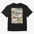 World Travel Ticket Aesthetic Collage Global City Vibes Oversized T-Shirt Spotlight Global Football Passion for FIFA World Cup 2026 Group Stage, Centered on Messi, CR7 and Mbappe, Portugal, Spain and Germany, Football Festival Excitement, Trophy