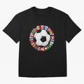 Global Nations Football Circle Art Oversized T-Shirt Support the Legends of FIFA World Cup 2026 USA Canada Mexico Inspired by Messi, Neymar and Mbappe, Argentina, France and Brazil Energy, Football History, Final Match Energy, Crowd Noise and Once