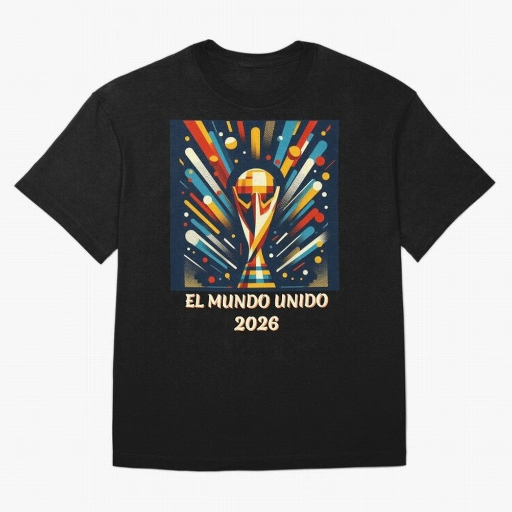 2026 World Cup The United World - Modern Geometric Art Oversized T-Shirt Celebrate the Road through FIFA World Cup 2026 Group Stage Spirit, Inspired by Spain and Netherlands, Haaland and Mbappe, Sports Nostalgia, International Competition, Famous