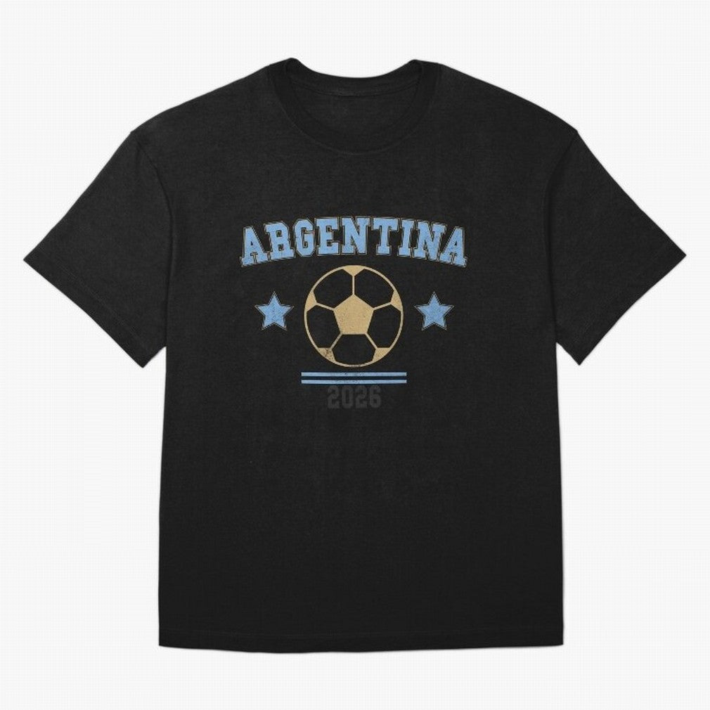 Argentina 2026 ¡ª Vintage Soccer Tee Oversized T-Shirt Join Supporters Worldwide for FIFA World Cup 2026 for Fans of Messi, Neymar and Mbappe and Argentina, France and Brazil, Bringing Champion Mindset, Group Stage Buzz, Knockout Tension and