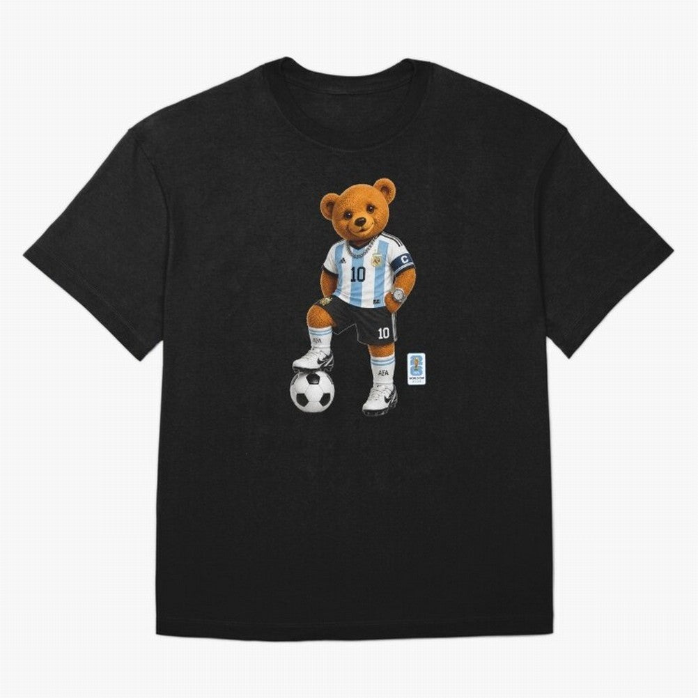 Argentina Soccer Bear World Cup Teddy Bear Oversized T-Shirt Share the Excitement of FIFA World Cup 2026 Group Stage for Fans of Mbappe and Neymar and Spain and Netherlands, Bringing Fan Favorite Moments, National Team Passion, Big Match Drama and