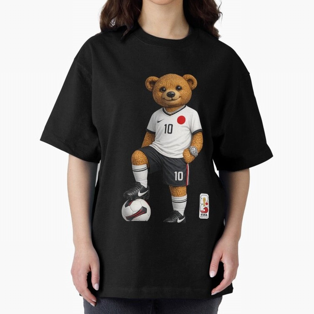 Japan Soccer Bear World Cup Teddy Bear Oversized T-Shirt Celebrate Global Passion for FIFA World Cup 2026 USA Canada Mexico for Fans of Haaland and Mbappe and Germany, Bringing Champion Mindset, Group Stage Buzz, Knockout Tension and Passionate Fan
