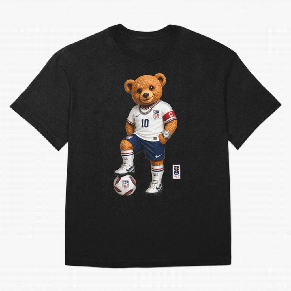 USA Soccer Bear World Cup 2026 Teddy Bear Oversized T-Shirt Capture Match Day Hype around FIFA World Cup 2026, Messi, CR7 and Mbappe, England, France and Netherlands, Tournament Hype, Historic Matchups, Family Viewing Parties and Global Sports