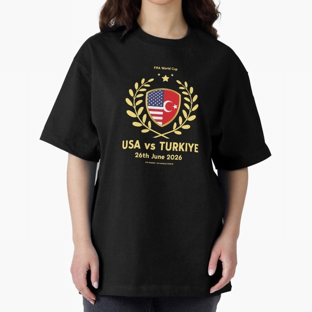 Copy of FIFA World Cup - USA v Turkiye Oversized T-Shirt Celebrate Classic Football Spirit in FIFA World Cup 2026 USA Canada Mexico for Fans of Haaland and England, Bringing Football Festival Excitement, Trophy Ambitions, Country Rivalries and Star