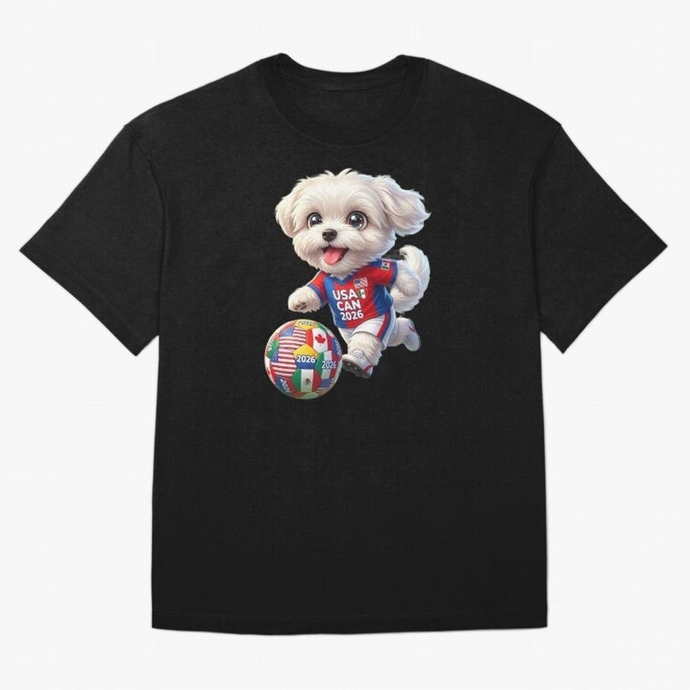 Cute Maltese Soccer Star - FIFA 2026 World Cup Edition Oversized T-Shirt Back Your Heroes with FIFA World Cup 2026 Connected to CR7 and Messi, England, France and Netherlands Energy, Goal Celebration Energy, Supporter Heritage, Football Icons and