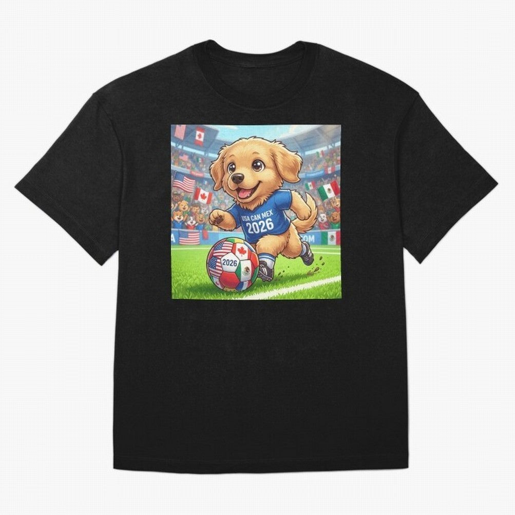 Golden Retriever Soccer Champ - World Cup 2026 Spirit Oversized T-Shirt Show Your Tournament Heart for FIFA World Cup 2026 USA Canada Mexico Spirit, Capturing Argentina, CR7 and Messi, Champion Mindset, Group Stage Buzz, Knockout Tension and