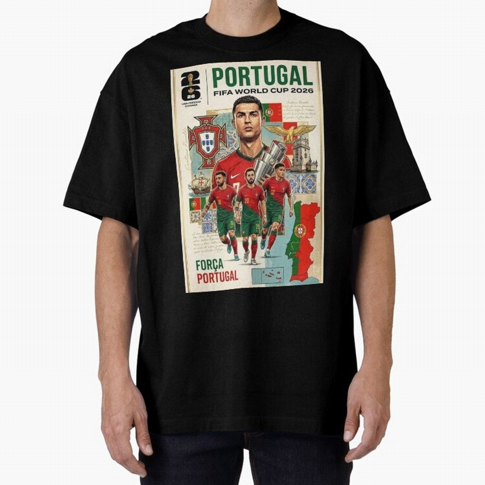 Portugal 2026 ¨C In Search of Glory Oversized T-Shirt Show Match Day Excitement for FIFA World Cup 2026 Group Stage Built around Messi, CR7 and Mbappe, Argentina Energy, Soccer Culture, Superstar Moments, National Team Dreams and Competitive Fire;