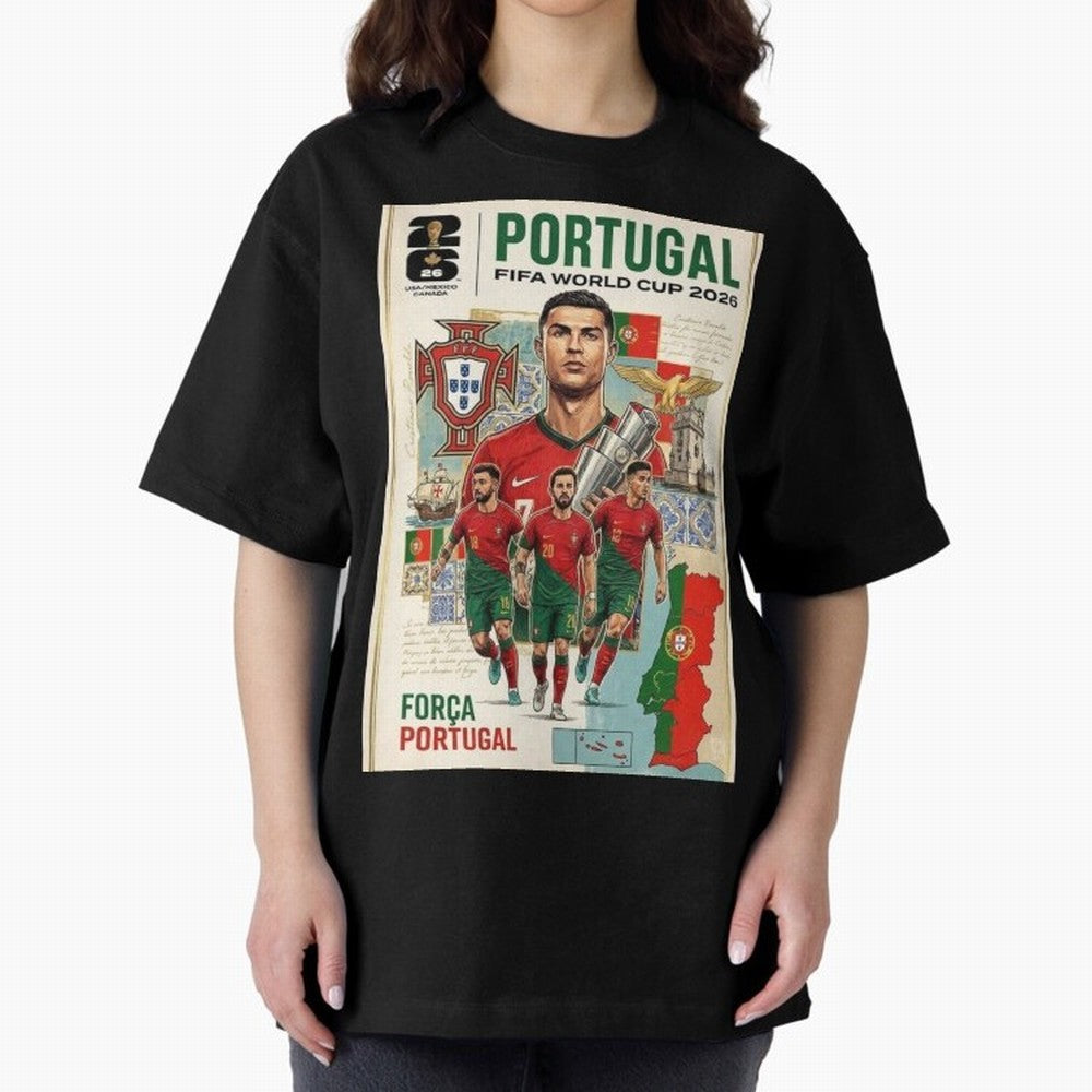 Portugal 2026 ¨C In Search of Glory Oversized T-Shirt Show Match Day Excitement for FIFA World Cup 2026 Group Stage Built around Messi, CR7 and Mbappe, Argentina Energy, Soccer Culture, Superstar Moments, National Team Dreams and Competitive Fire;