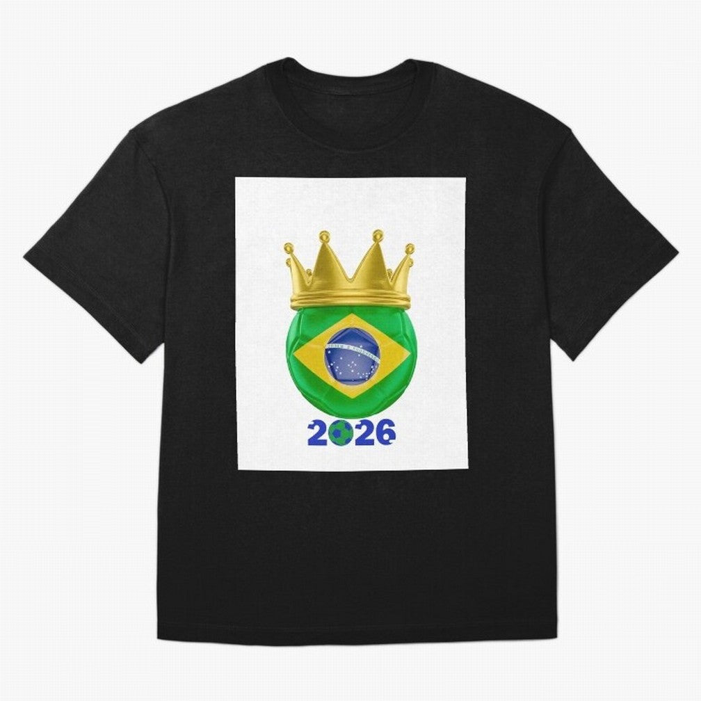 Brazil Football Champion Crown 2026 Oversized T-Shirt Get Ready for FIFA World Cup 2026 USA Canada Mexico Capturing Messi, Neymar and Mbappe, Argentina Energy, Vintage Soccer Flavor, Modern Football Stars, National Flags and Final Night Emotion;