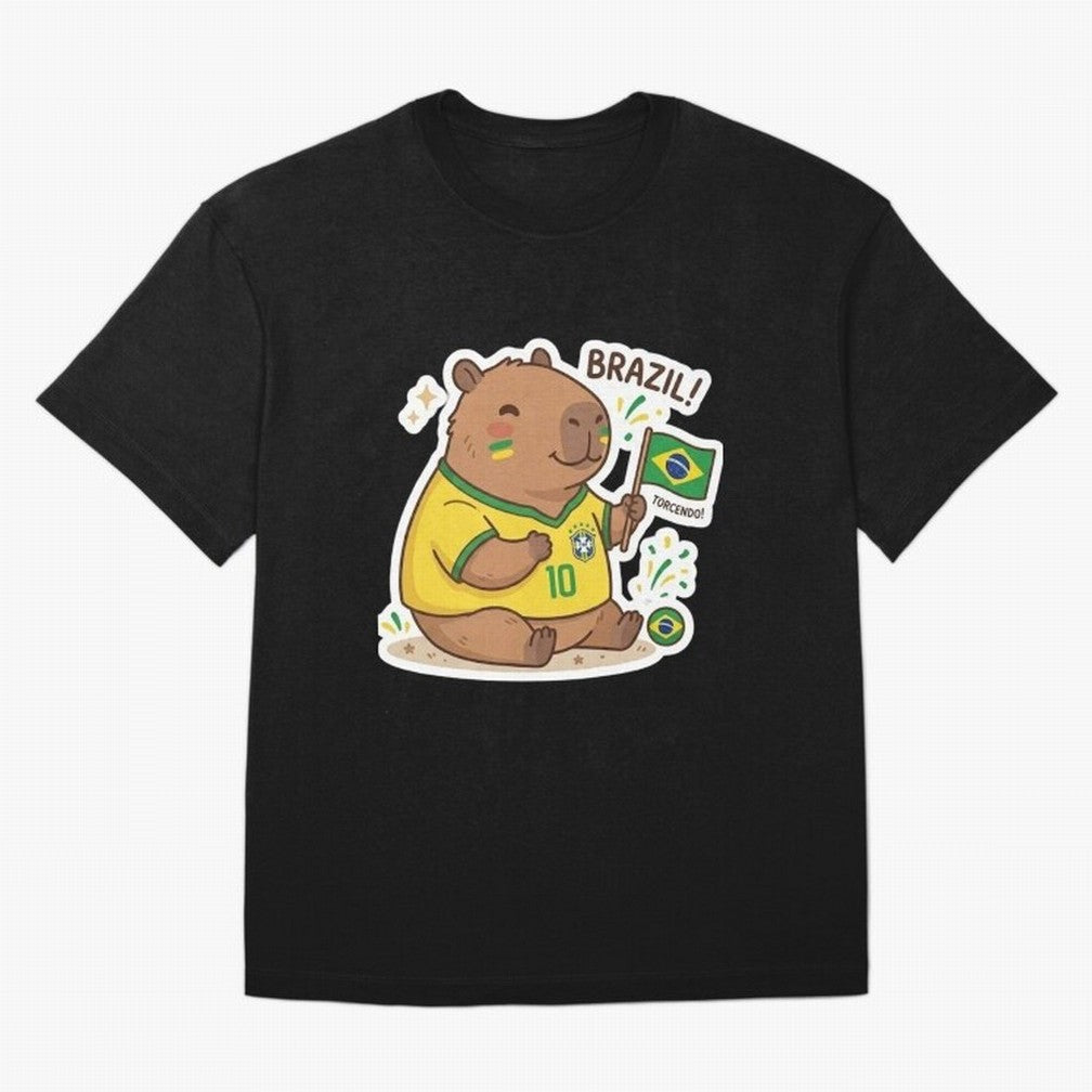 Capivara Torcedora Oversized T-Shirt Show Support during FIFA World Cup 2026 Spirit, Filled with Portugal, Messi, Football Passion, Legendary Performances, Festival Vibes and Supporter Community; Great for Watch Parties, Sports Bars, Family Nights,