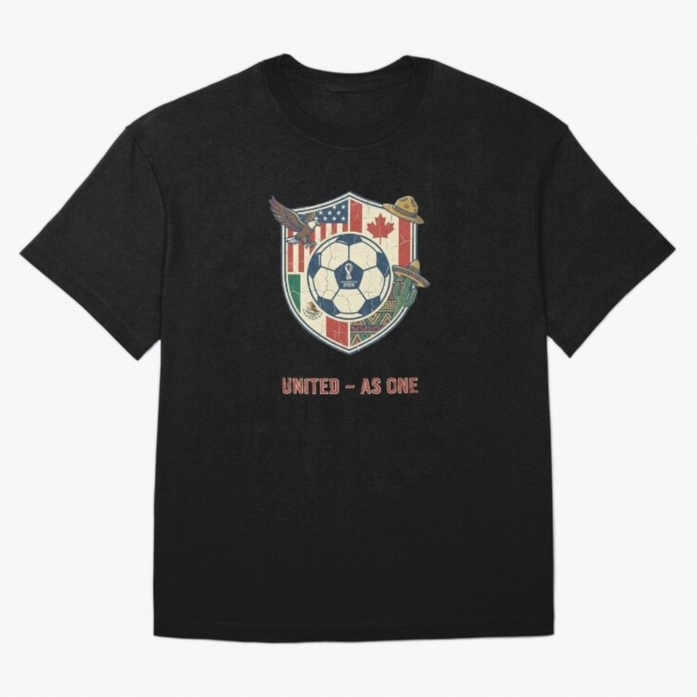 North America United Soccer 2026 Vintage Crest Oversized T-Shirt Discover Global Football Passion for FIFA World Cup 2026 Group Stage, Centered on Neymar, Haaland and Cristiano Ronaldo, Argentina, Match Day Excitement, Supporter Culture, Golden