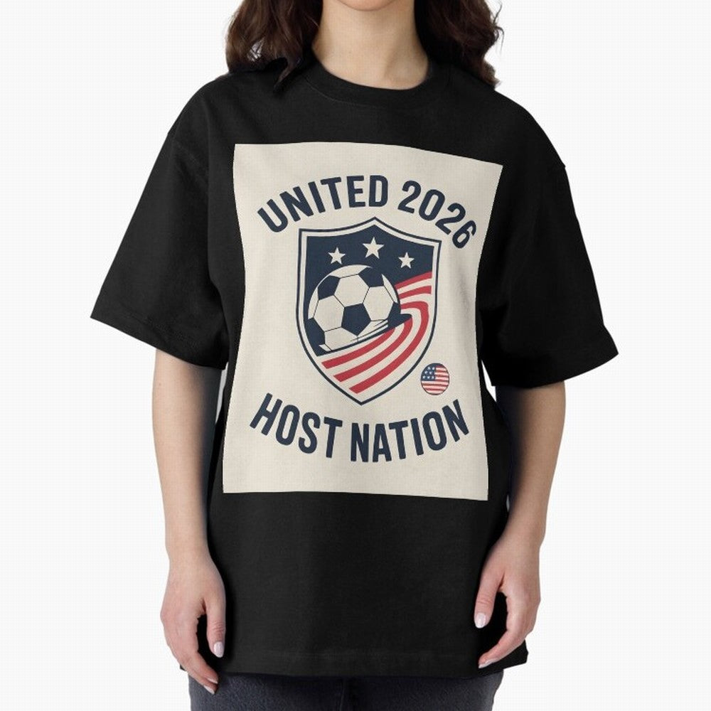 United 2026 USA World Cup Host Nation Soccer Crest T-Shirt Oversized T-Shirt Bring Trophy Dreams to FIFA World Cup 2026 Group Stage Spirit, Centered on Brazil, Portugal and Argentina, Haaland, Vintage Soccer Flavor, Modern Football Stars, National