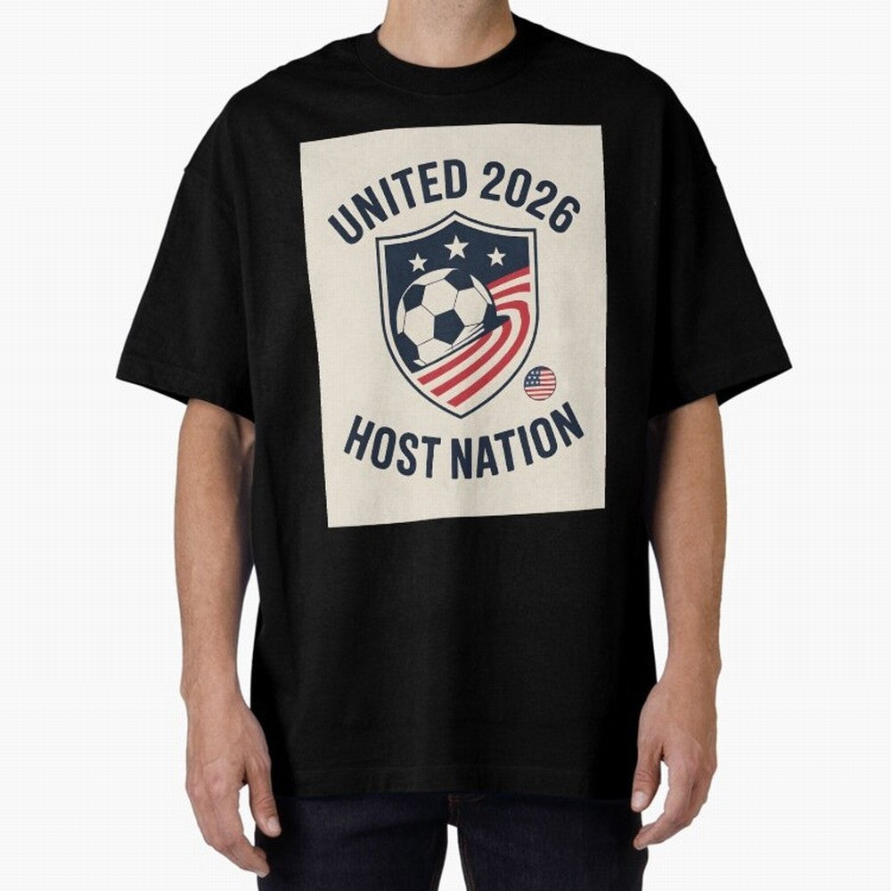United 2026 USA World Cup Host Nation Soccer Crest T-Shirt Oversized T-Shirt Bring Trophy Dreams to FIFA World Cup 2026 Group Stage Spirit, Centered on Brazil, Portugal and Argentina, Haaland, Vintage Soccer Flavor, Modern Football Stars, National