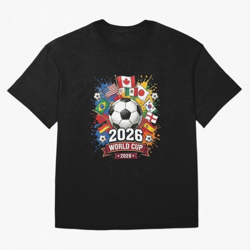 2026 World Cup Soccer Flags Graphic Oversized T-Shirt Feel the Roar of Match Day Hype around FIFA World Cup 2026 Group Stage, Haaland, England and Germany, Football History, Final Match Energy, Crowd Noise and Once in a Lifetime Moments; Perfect