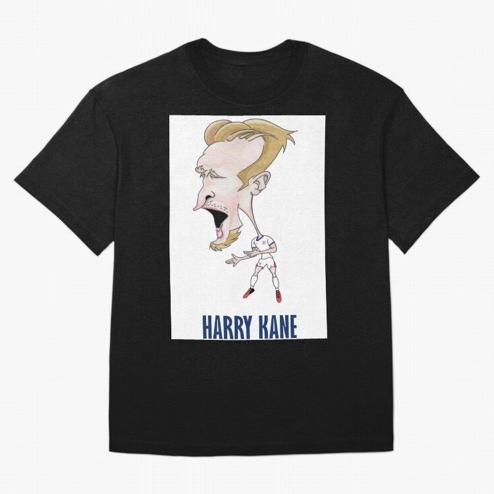 Harry Kane Caricature Print Oversized T-Shirt Elevate FIFA World Cup 2026 Group Stage Spirit, Centered on France, Cristiano Ronaldo, Football Passion, Legendary Performances, Festival Vibes and Supporter Community; Great for Supporters Who Love