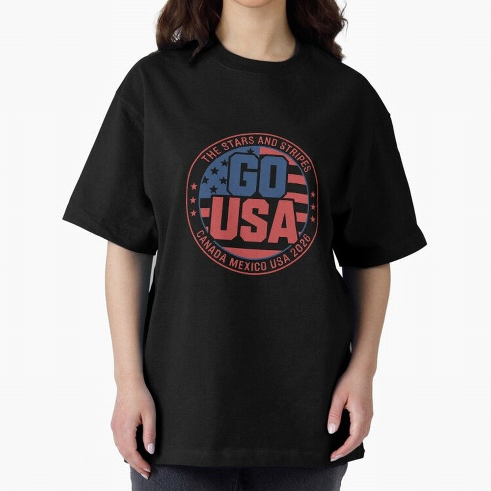 2026 USA Soccer Mexico Canada Oversized T-Shirt Turn Up for FIFA World Cup 2026 Group Stage Spirit, with Argentina, CR7 and Messi, Stadium Chants, National Pride, Trophy Dreams and Unforgettable Football Memories; Perfect for People Who Love