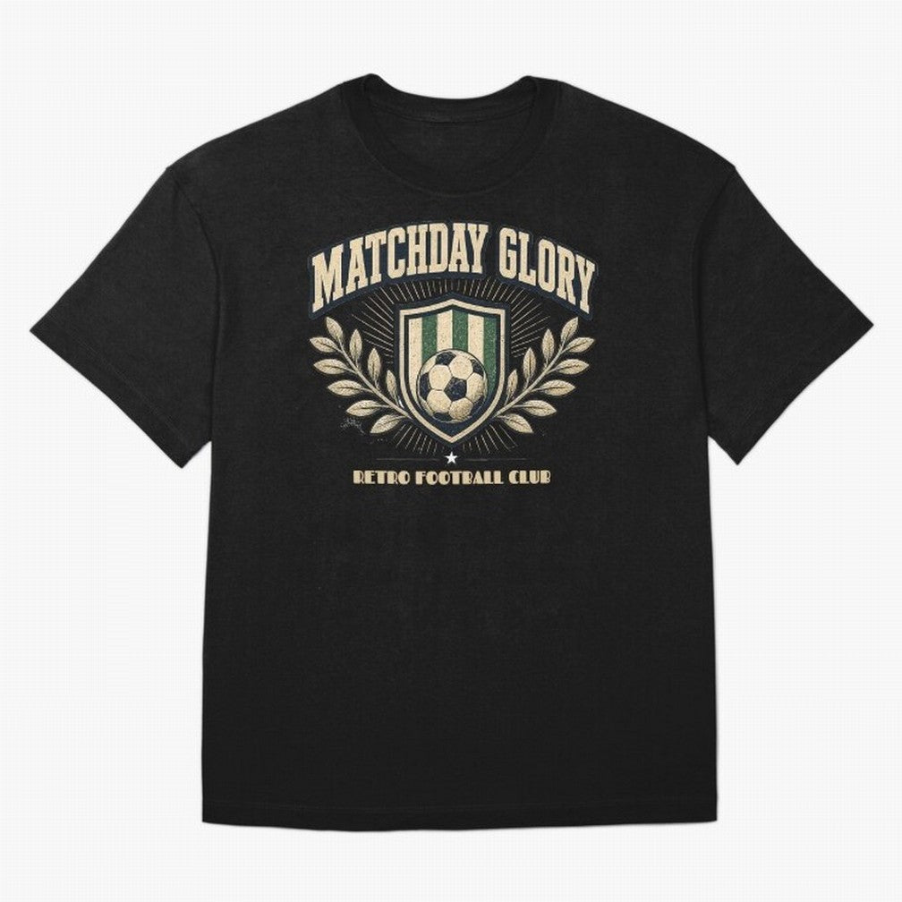 Matchday Glory Vintage Football Club Heritage Shield Emblem Oversized T-Shirt Represent the Passion of the FIFA World Cup 2026 USA Canada Mexico Journey through Messi, Neymar and Mbappe Highlights, Argentina, France and Brazil Pride, Soccer