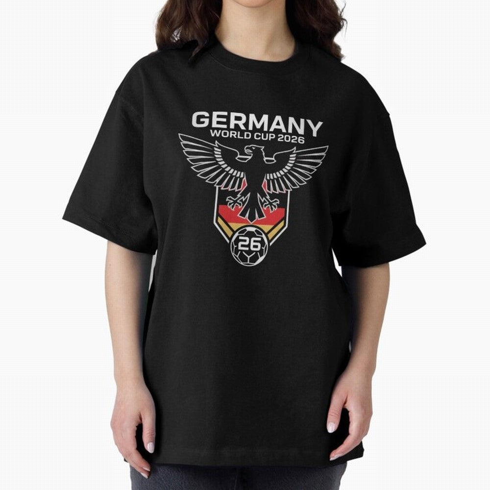Germany National Football Team World Cup 2026 Eagle Logo Oversized T-Shirt Refresh FIFA World Cup 2026 USA Canada Mexico with Haaland, Argentina and Brazil Energy, Champion Mindset, Group Stage Buzz, Knockout Tension and Passionate Fan Culture;